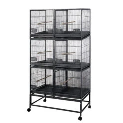 6 Unit Breeder Bird Cage - Black (40"x20"x68")