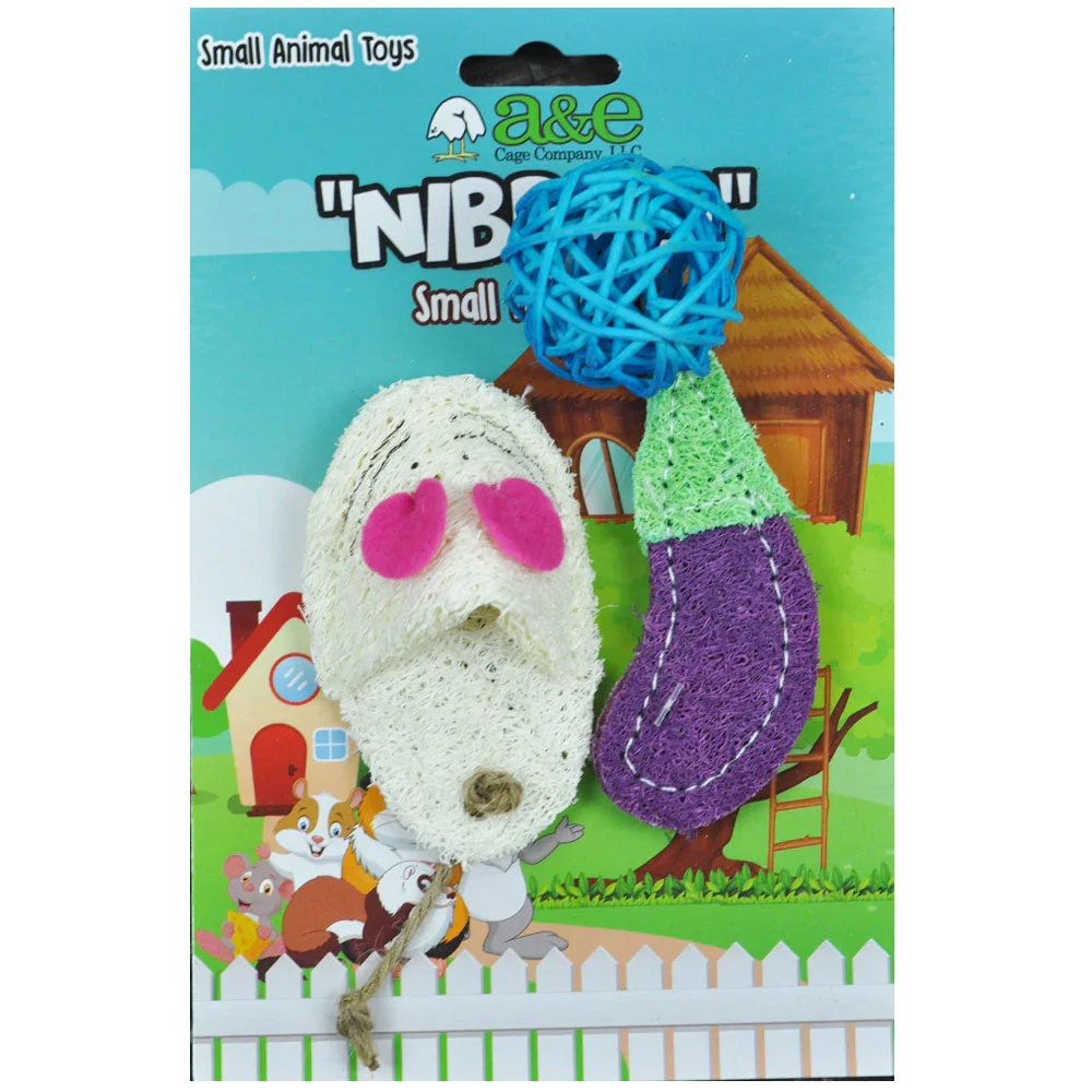 A&E Cage Company Nibbles Loofah Assortment Small Pet Toy 3 A&E Cage Company Nibbles Loofah Assortment Small Pet Toy