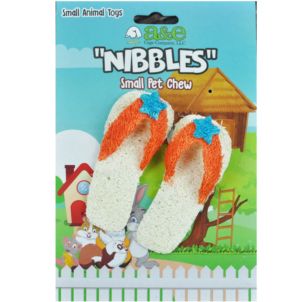 A&E Cage Company Nibbles Loofah Flip Flop Small Pet Toy 3 A&E Cage Company Nibbles Loofah Flip Flop Small Pet Toy