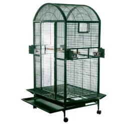 Dome Top Bird Cage With 1" Bar Spacing - Green (40"x30"x75") -Bird Supply Store dome top bird cage with 1 bar spacing green 40 x30 x75 79