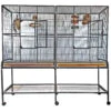 Double Flight Bird Cage With Divider - Black (64"x21"x65") -Bird Supply Store double flight bird cage with divider black 64 x21 x65 50