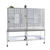 Double Flight Bird Cage With Divider - White (64"x21"x65") -Bird Supply Store double flight bird cage with divider white 64 x21 x65 49