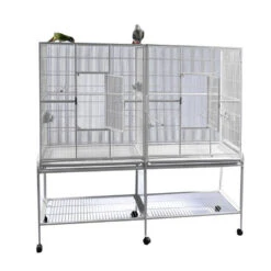 Double Flight Bird Cage With Divider - White (64"x21"x65")