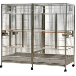 Double Macaw Bird Cage With Divider - Platinum (80"x40"x74")