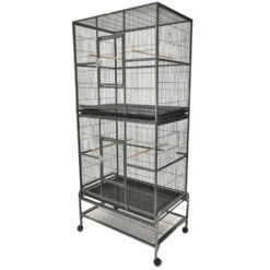 Double Stack Flight Bird Cage - White (32"x21"x74")