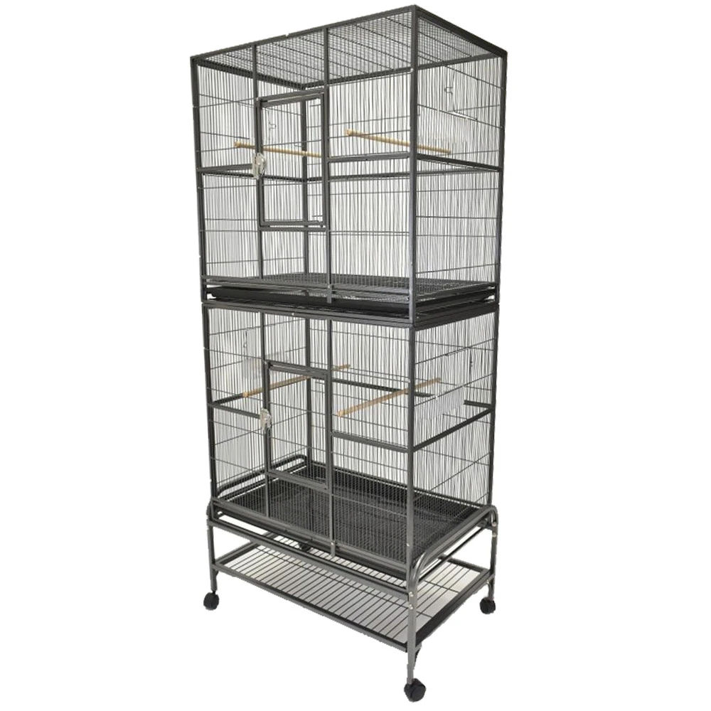 Double Stack Flight Bird Cage - White (32"x21"x74") 3 Double Stack Flight Bird Cage - White (32"x21"x74")
