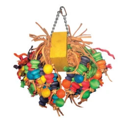Happy Beaks Toy - Cluster With Hanging Wood Balls (Medium) -Bird Supply Store happy beaks toy cluster with hanging wood balls medium 103