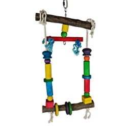Happy Beaks Toy - Natural Wood Swing With Rope