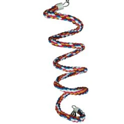 Happy Beaks Toy - Rainbow Cotton Rope Boing With Bell (Large)