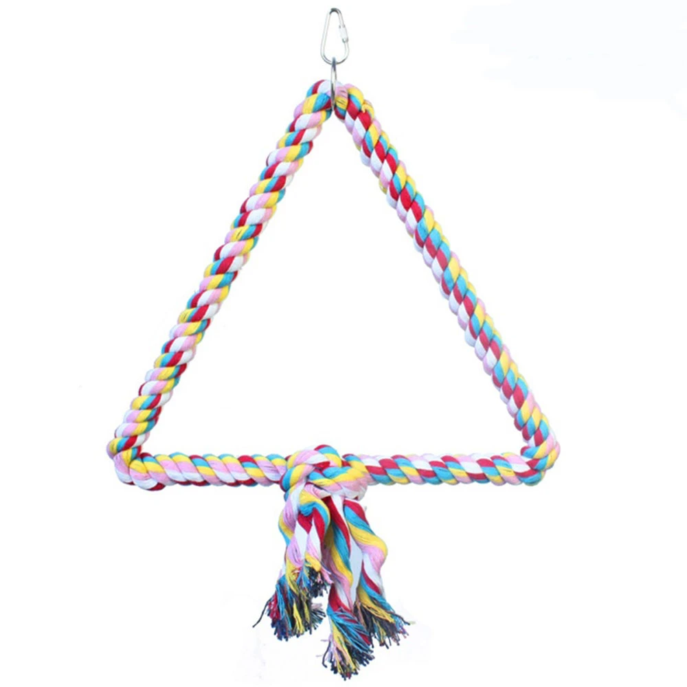Happy Beaks Toy - Triangle Cotton Rope Swing 3 Happy Beaks Toy - Triangle Cotton Rope Swing