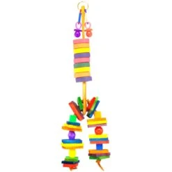 Happy Beaks Toy - Wooden Spoon With Bagels, Blocks & Beads