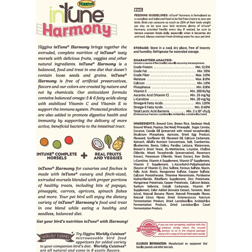 Higgins InTune Harmony Canary & Finch Bird Food, 2-lb Bag 5 Higgins InTune Harmony Canary & Finch Bird Food, 2-lb Bag - Image 3