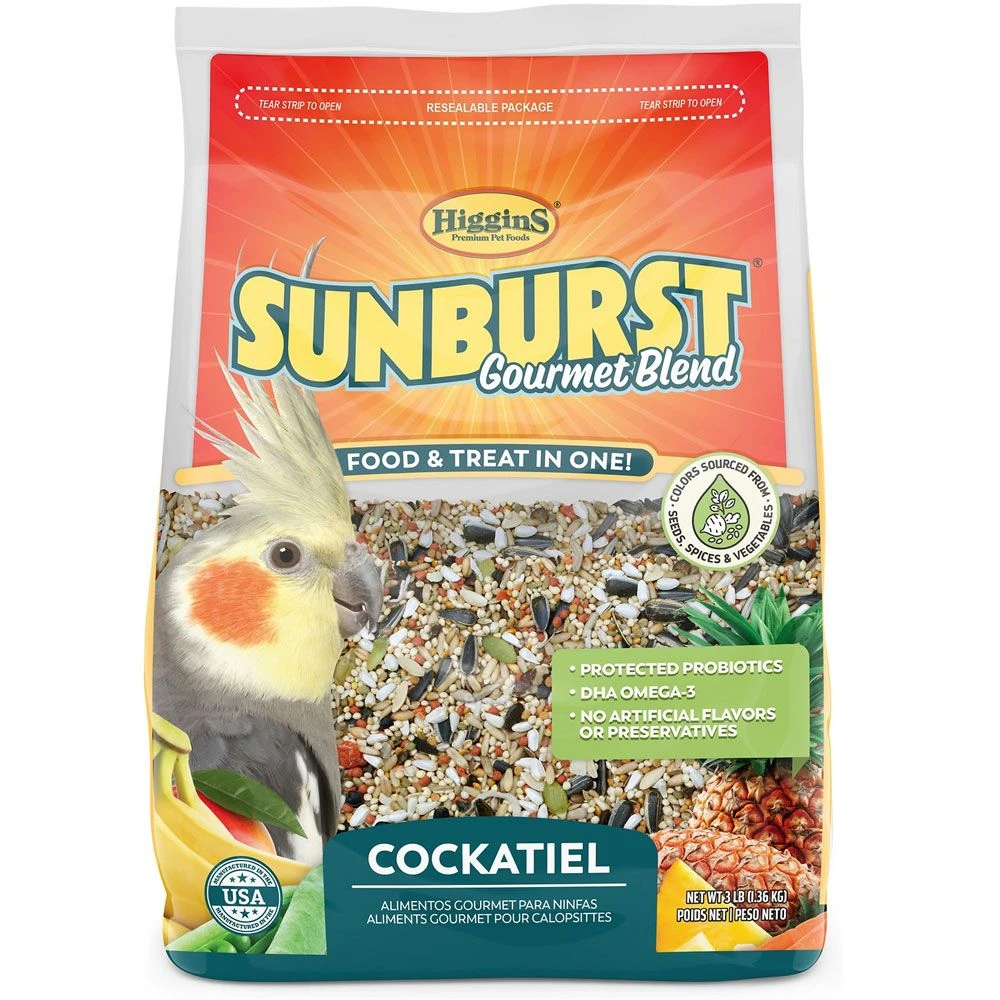 Higgins Sunburst Gourmet Blend Cockatiel Food, 3-lb Bag 3 Higgins Sunburst Gourmet Blend Cockatiel Food, 3-lb Bag