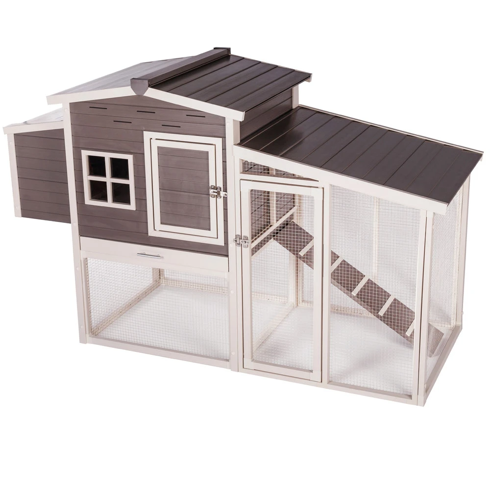New Age Pet Hampton Chicken Barn With Pen Gray/Antique White (29.90" L X 74.80" W X 46.50" H) 4 New Age Pet Hampton Chicken Barn With Pen Gray/Antique White (29.90" L X 74.80" W X 46.50" H) - Image 2