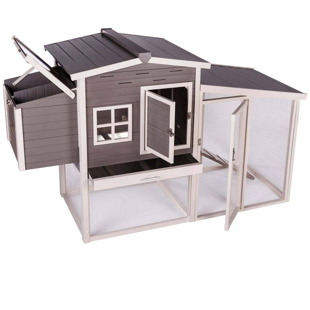 New Age Pet Hampton Chicken Barn With Pen Gray/Antique White (29.90" L X 74.80" W X 46.50" H) 5 New Age Pet Hampton Chicken Barn With Pen Gray/Antique White (29.90" L X 74.80" W X 46.50" H) - Image 3