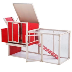 New Age Pet Sonoma Chicken Coop With Pen Red/Maple (29" L X 81.60" W X 41.70" H) -Bird Supply Store new age pet sonoma chicken coop with pen red maple 29 l x 81 60 w x 41 70 h 108