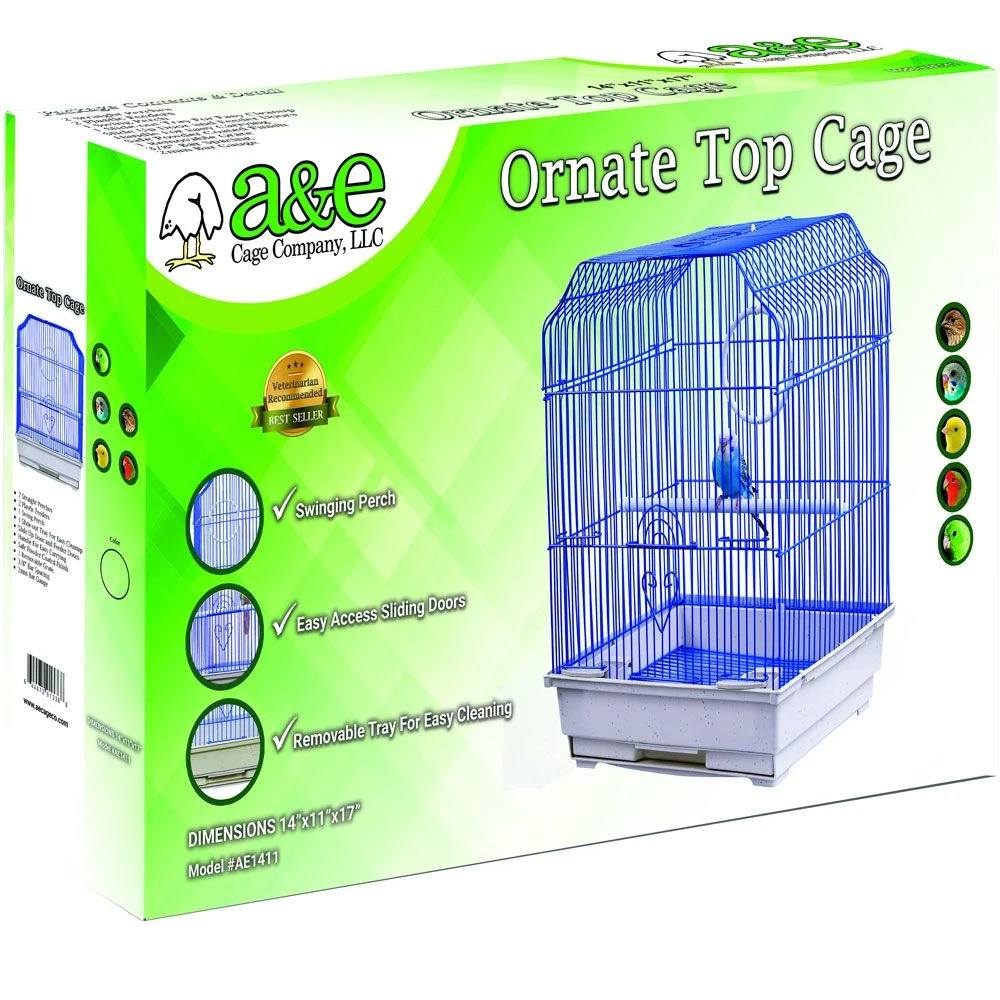Ornate Top Cage In Color Retail Box - White (14"x11"x17") 3 Ornate Top Cage In Color Retail Box - White (14"x11"x17")