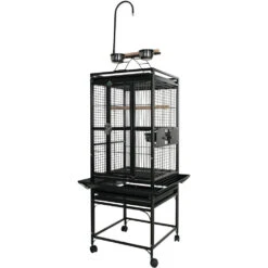 Play Top Bird Cage With 1/2" Bar Spacing - Stainless Steel (18"x18"x54")