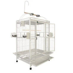 Play Top Bird Cage With 1" Bar Spacing - White (36"x28"x66") -Bird Supply Store play top bird cage with 1 bar spacing white 36 x28 x66 95