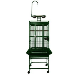 Play Top Bird Cage With 5/8" Bar Spacing - Green (18"x18"x54")