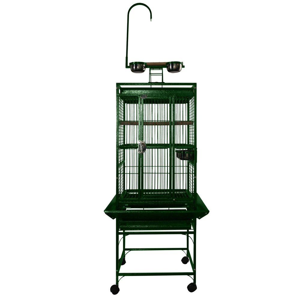 Play Top Bird Cage With 5/8" Bar Spacing - Green (18"x18"x54") 3 Play Top Bird Cage With 5/8" Bar Spacing - Green (18"x18"x54")