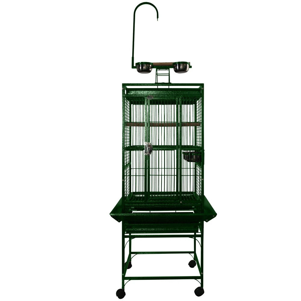 Play Top Bird Cage With 5/8" Bar Spacing - Green (18"x18"x54") 4 Play Top Bird Cage With 5/8" Bar Spacing - Green (18"x18"x54") - Image 2