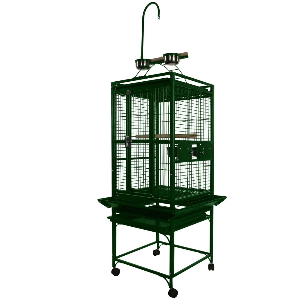 Play Top Bird Cage With 5/8" Bar Spacing - Green (18"x18"x54") 5 Play Top Bird Cage With 5/8" Bar Spacing - Green (18"x18"x54") - Image 3