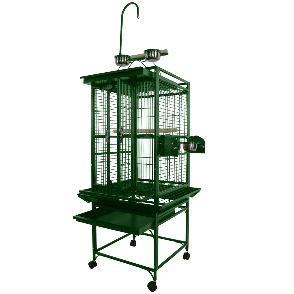 Play Top Bird Cage With 5/8" Bar Spacing - Green (18"x18"x54") 6 Play Top Bird Cage With 5/8" Bar Spacing - Green (18"x18"x54") - Image 4