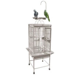 Play Top Bird Cage With 5/8" Bar Spacing - Platinum (18"x18"x54")