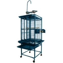 Play Top Bird Cage With Bar Spacing - Blue (18"x18"x54") -Bird Supply Store play top bird cage with bar spacing blue 18 x18 x54 40