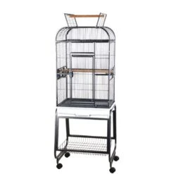 Play Top Bird Cage With Plastic Base - Black (22"x17"x66")