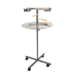 Round Play Stand With Wooden Steps - Platinum (24"x24"x45")