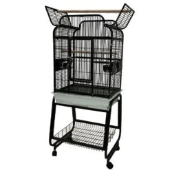Victorian Top Bird Cage With Plastic Base - Black (22"x18"x62")